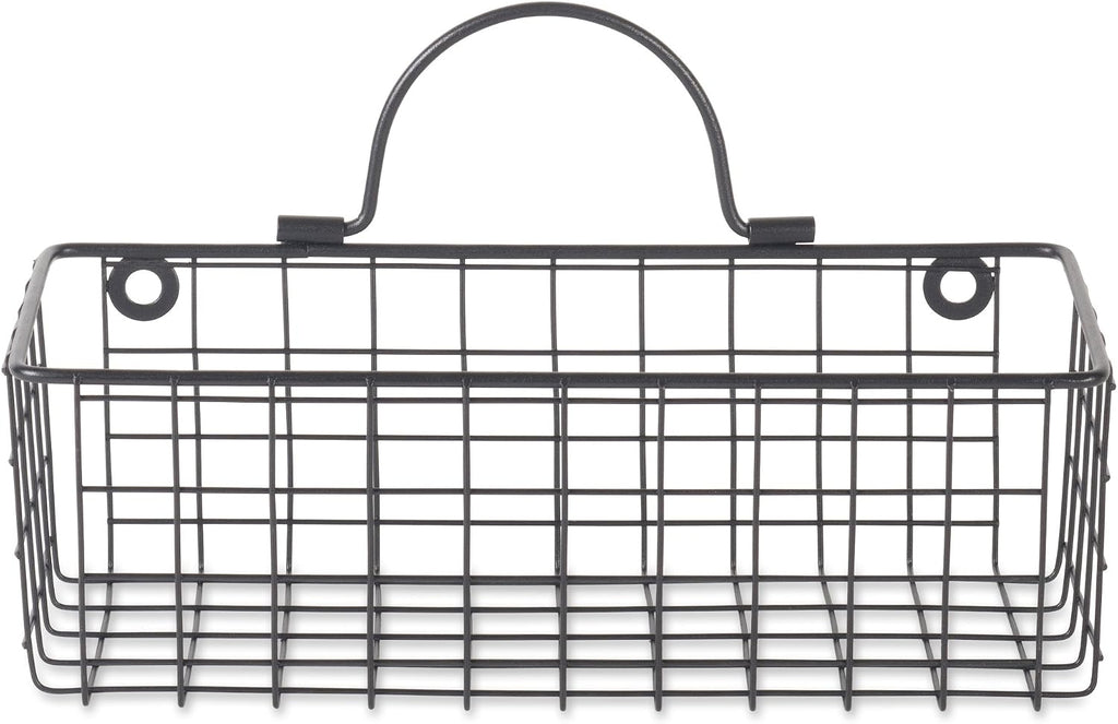 DII Farmhouse Vintage Décor, Wire Wall Basket, Small, Black, 2 Piece
