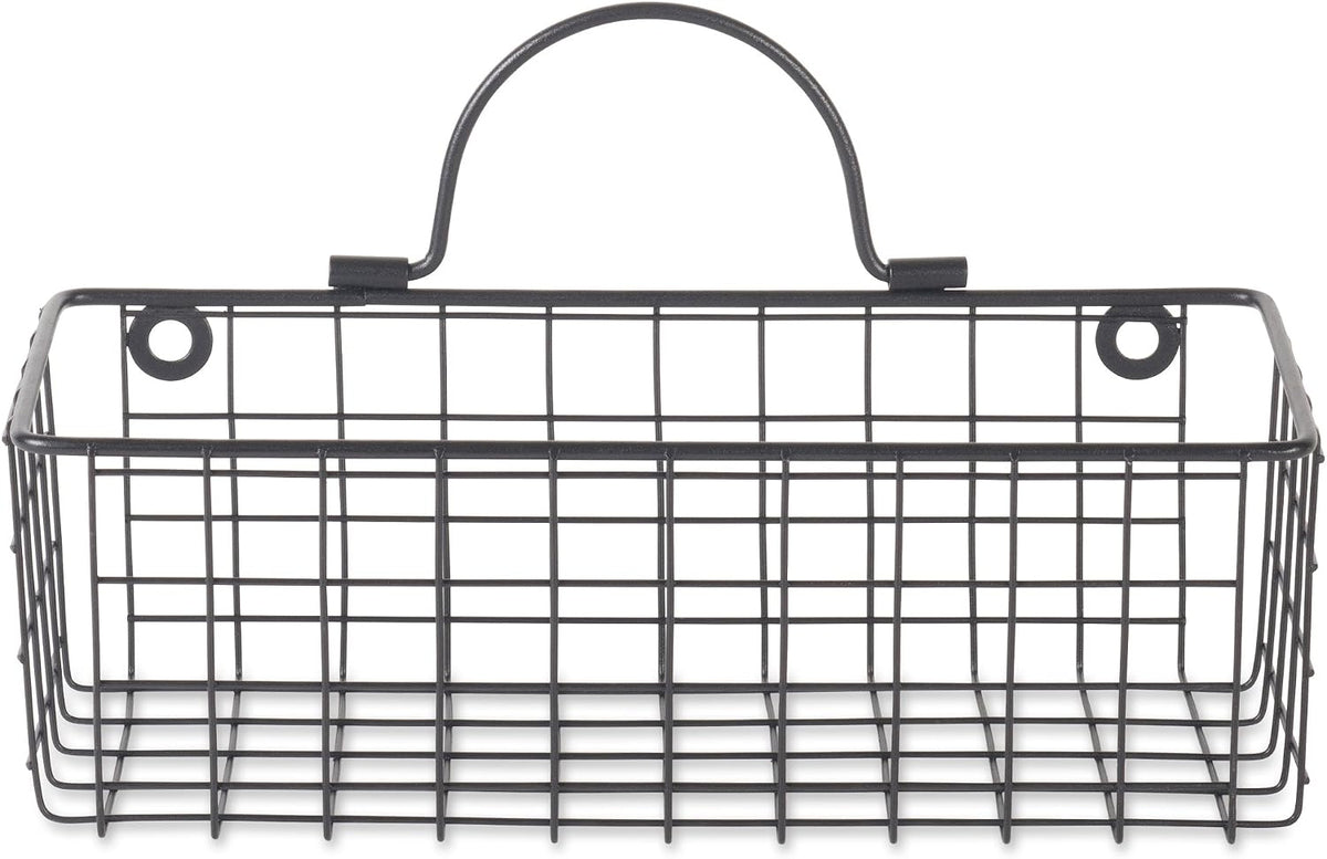 DII Farmhouse Vintage Décor, Wire Wall Basket, Small, Black, 2 Piece