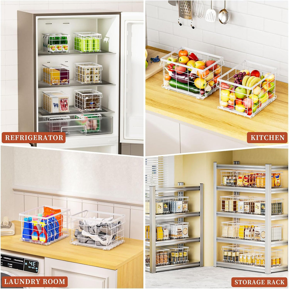 Freezer Organizer Bins for 3.5 Cu.Ft,Upgrade Quick Expand/Collapse,3PACK