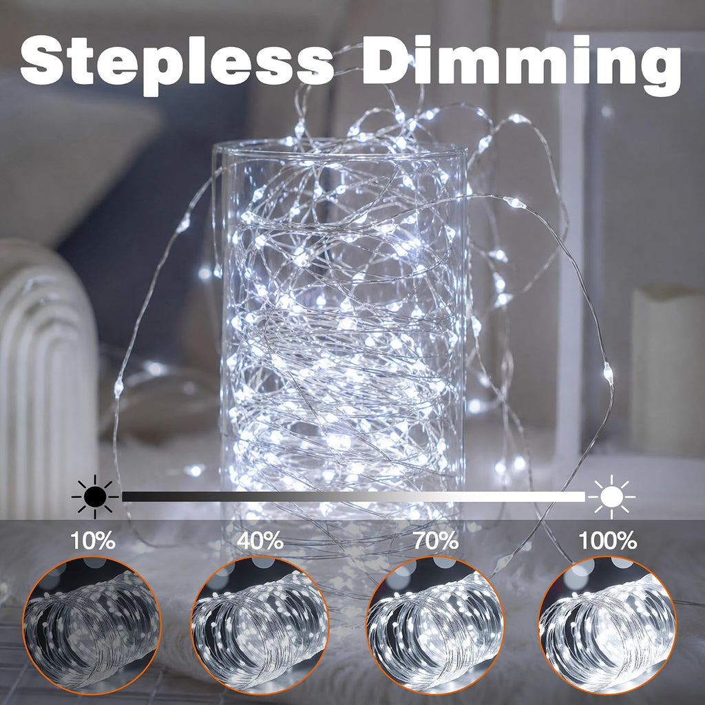 66FT 200 LED Plug in Fairy Lights with 13 Modes & Timer, Cool White