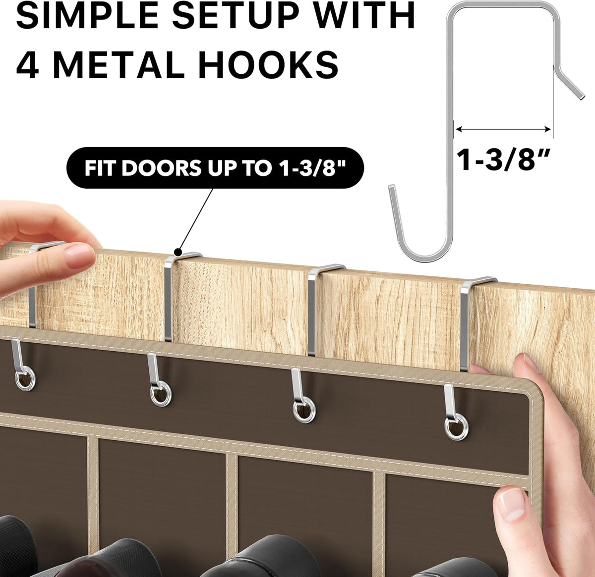 Simple Houseware 24 Pockets Clear Over the Door Shoe Organizer, Brown