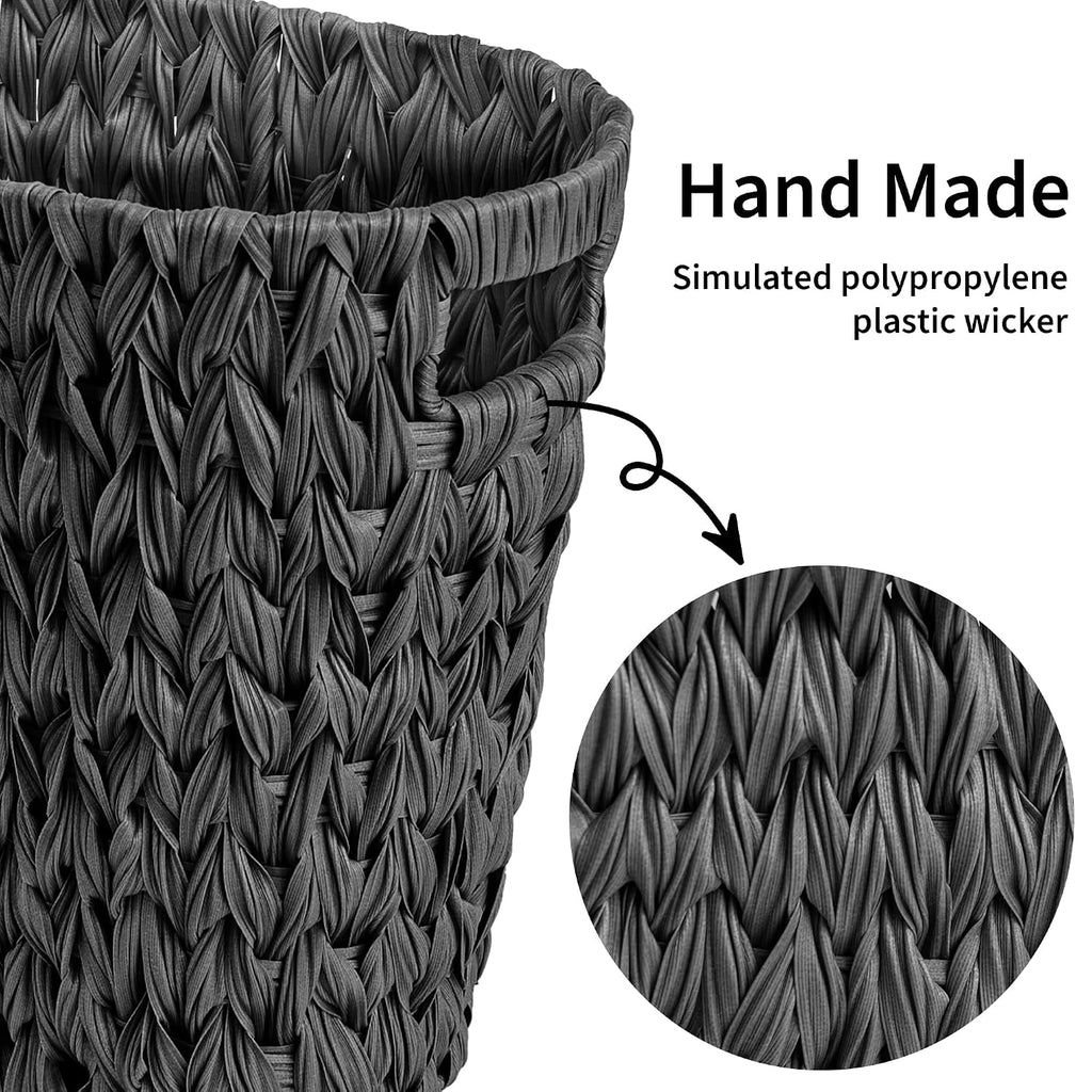 GRANNY SAYS Wicker Trash Can, Wicker Waste Basket for Bathroom, Black