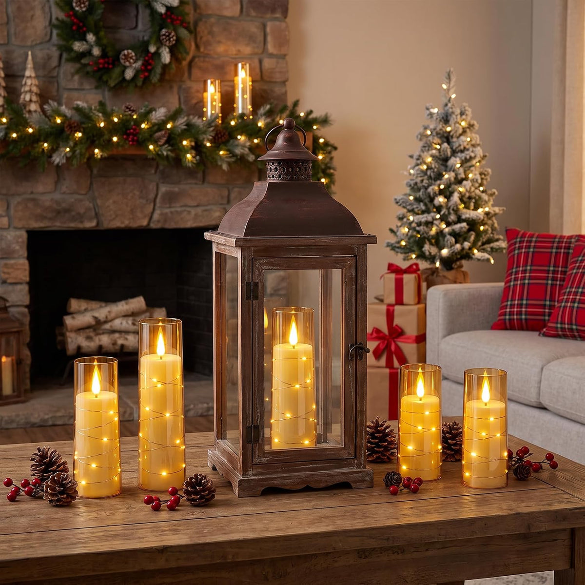 Rechargeable Flameless Candles String Lights Battery Operated 2 Remote Gold
