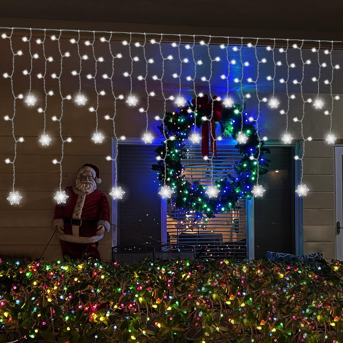 weillsnow White Icicle Lights Outdoor, 29.5 FT 360 LED Snowflake Icicle Lights with 72 Drops,Connectable Waterproof Hanging Christmas String Light for Indoor Outdoor Eaves Window Porch Decoration