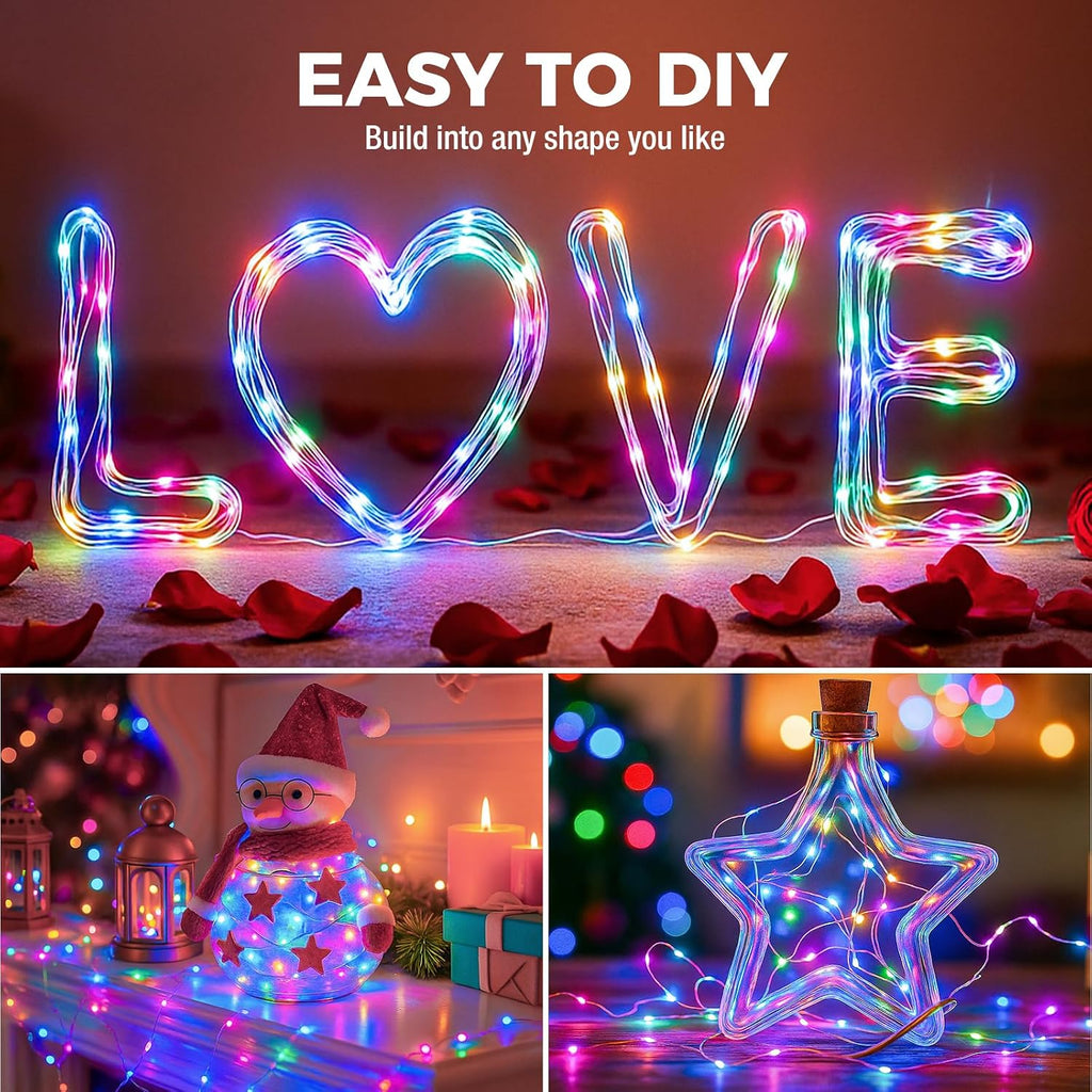 litogo 12 Pack 7FT 20 LED Fairy Lights Battery Operated, 3 Lighting Modes, Bulk Mini Twinkle String Lights Waterproof Silver Wire for Weddings Mason Jars Party Christmas Decorations-Multi-Colored