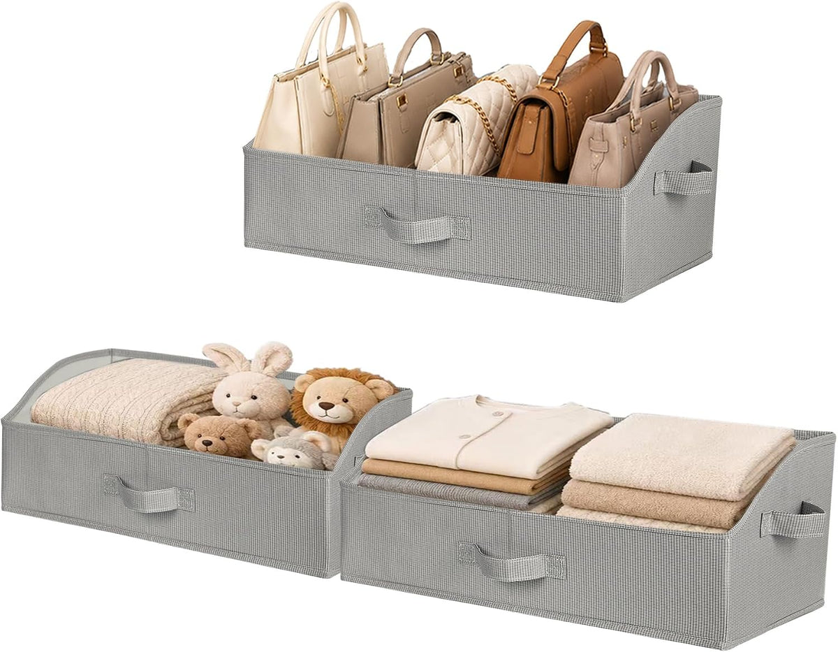 WUIKE Purse Organizer for Closet, 3-Pack Extra Large, Open Front, Greige
