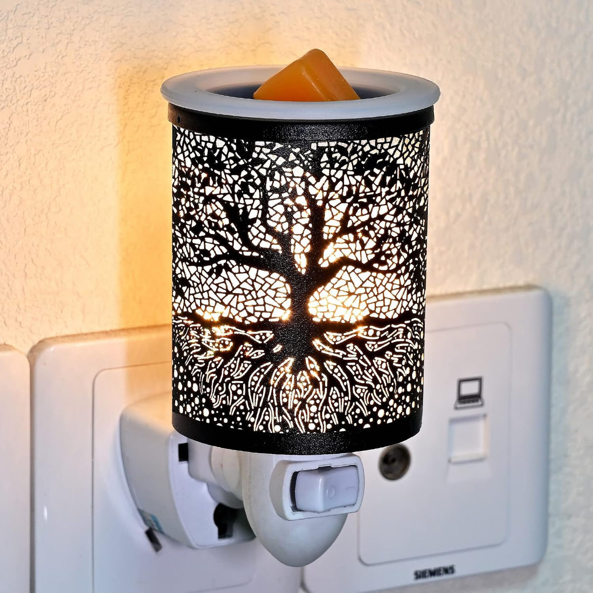 ASAWASA Metal Plug-in Wax Warmer with 1 pics Silicone liner(Banyan)