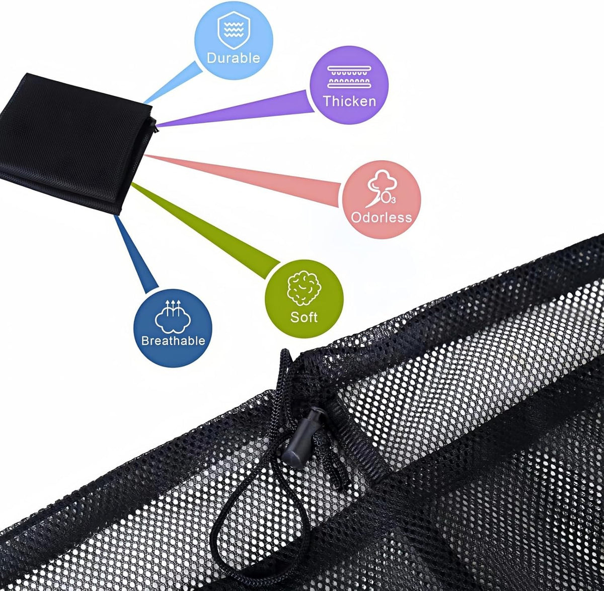 2-Pack Large Mesh Laundry Bag, 24x36 Inch Black