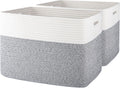OIAHOMY 2 PACK Tall Storage baskets 42L Blanket Basket Living Room Grey