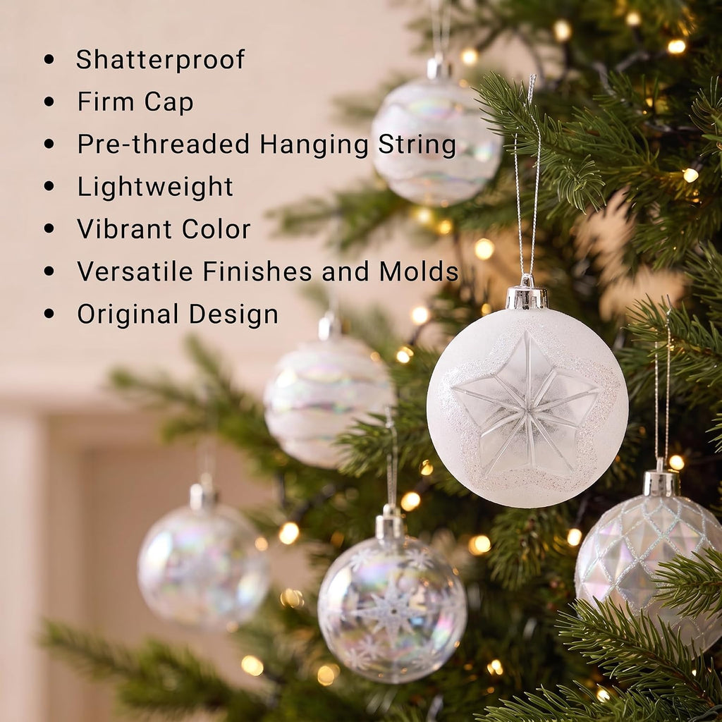 DecorbyHannah 9ct 3.15inch Christmas Ornaments Tree Decorations Clear