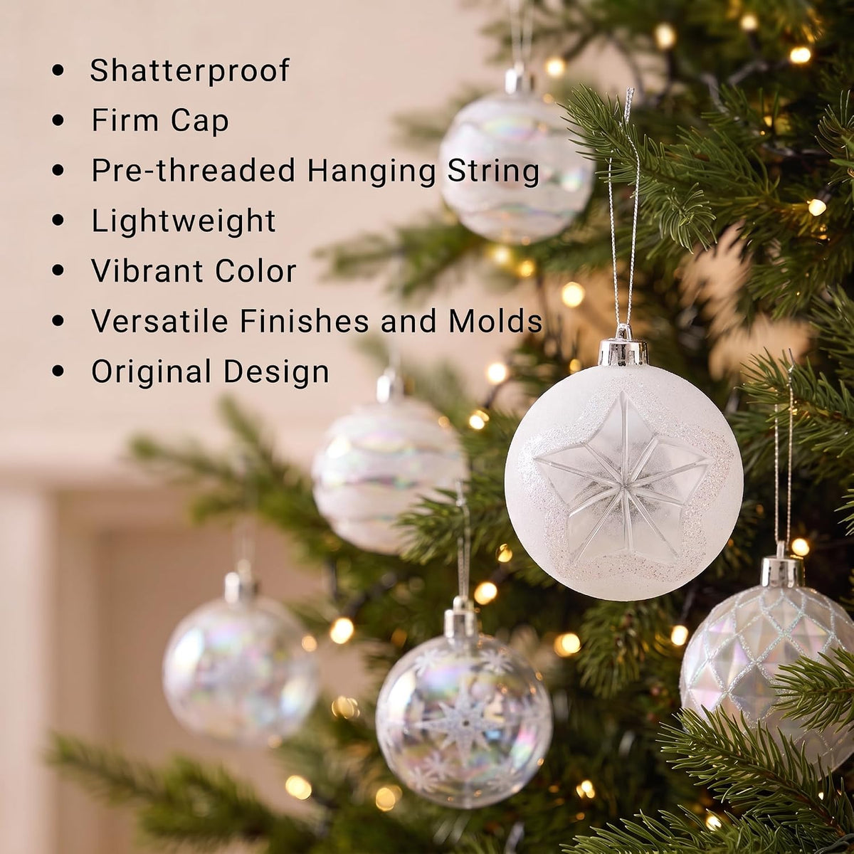 DecorbyHannah 9ct 3.15inch Christmas Ornaments Tree Decorations Clear