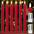 JOIONE Red Flameless Taper Candles with Remote, 6 Pack Dripping Wax