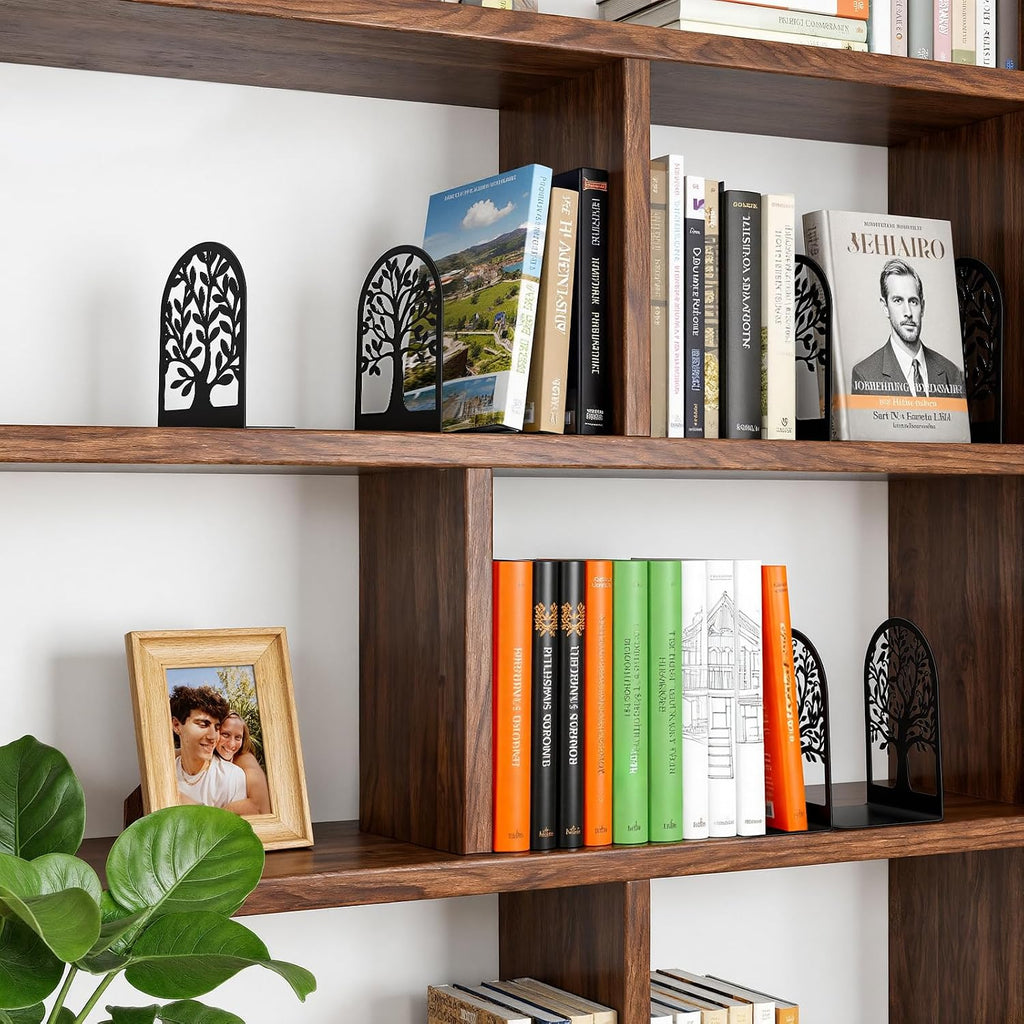 HappyHapi 7 Pair Book Ends, Metal Bookends for Shelves, Decorative Bookends