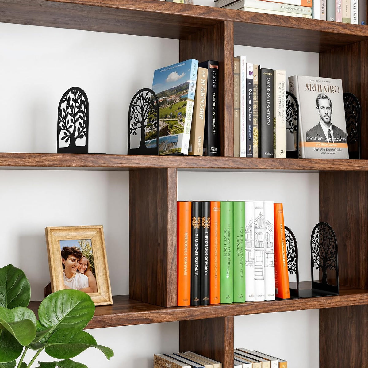 HappyHapi 7 Pair Book Ends, Metal Bookends for Shelves, Decorative Bookends