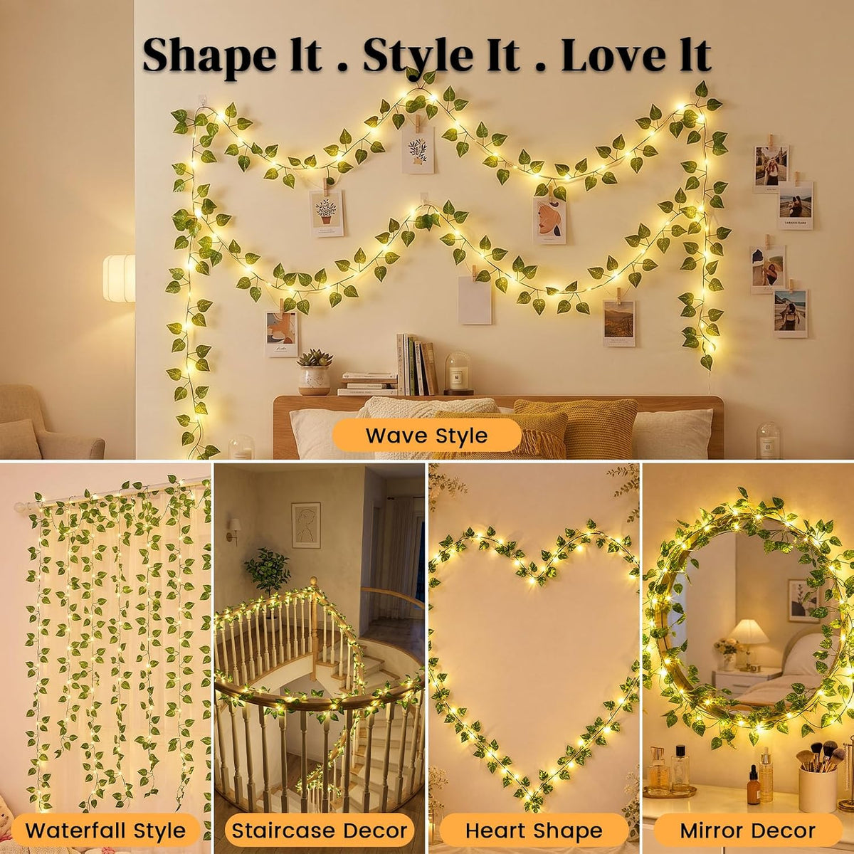 DomeStar 40 FT 120 LED Pothos Vines String Lights with Remote, Fairy Lights