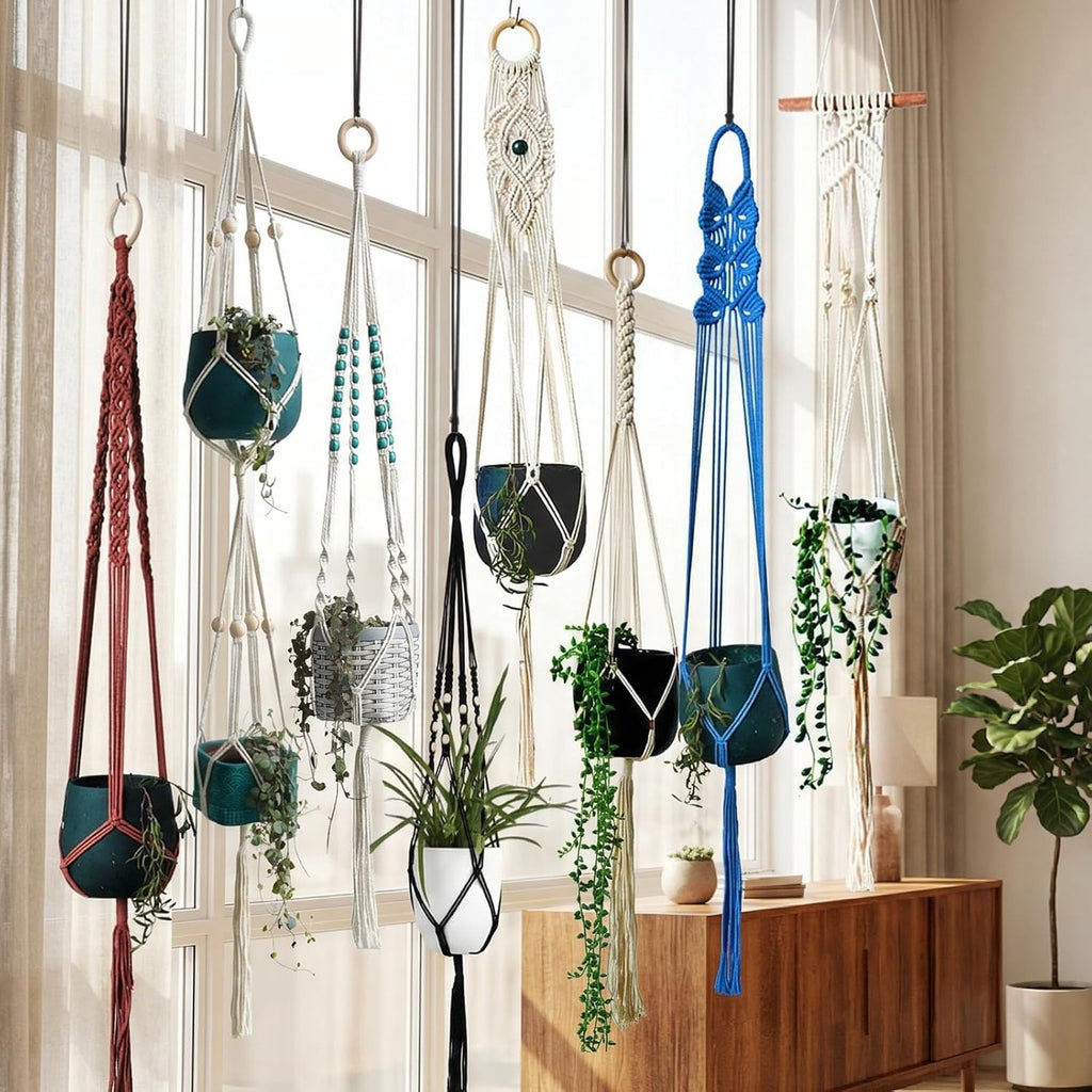 8-Pack Boho Plant Hanger, Macrame Pot Holder,Hanging Planter/Indoor/Balcony/Window Decoration Length 39" (Not Pot and Plant Included)