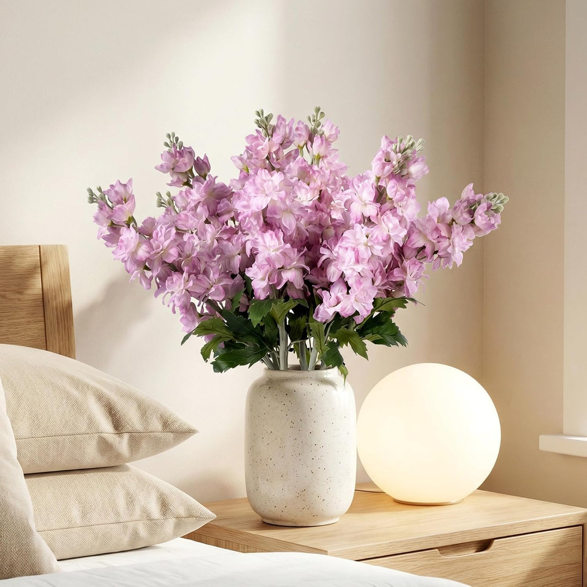 Fake Flowers 23.6” Delphinium Artificial Flowers 8Pcs Silk Flowers with Stems Long Stem Artificial Flowers for Tall Vase Faux Flowers for Indoor Home Decoration Wedding Decoration Centerpiece (Purple)