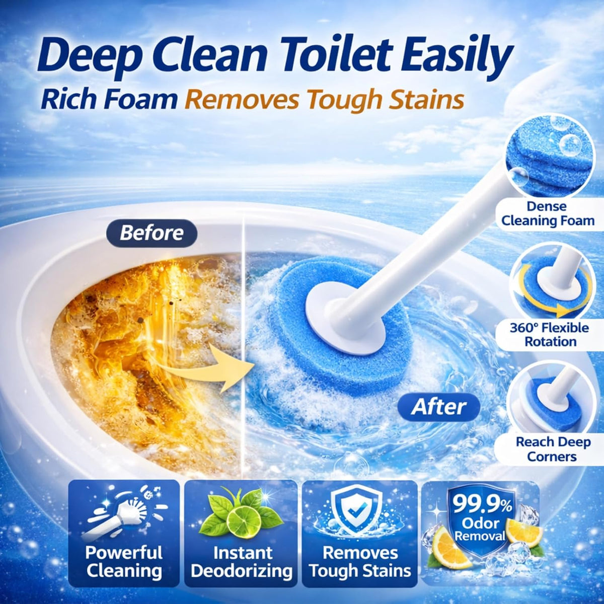 Count Disposable Toilet Brush Heads, Toilet Bowl Wand Refills, Replacement Heads for Toilet and Bathroom Cleaning, Not Compatible with Electric Toilet Brushes(24PCS)