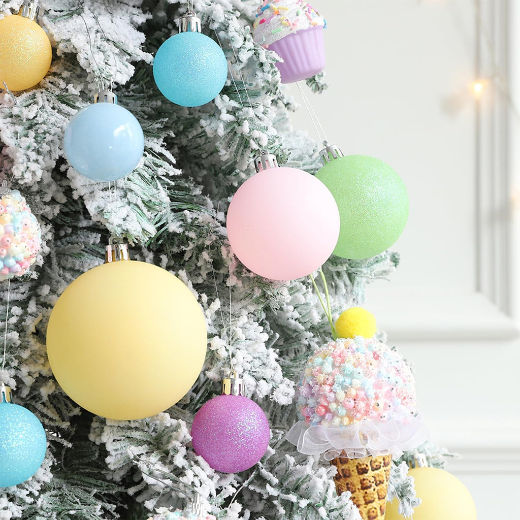 46 Pcs Pastel Color Christmas Ornament Set for Xmas Tree Decor