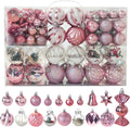111-Pack Christmas Balls Ornaments,Assorted Shatterproof Pink Christmas Ornaments Set, Luxurious Hanging Pendants Package for Tree Party Holiday Indoor Decor