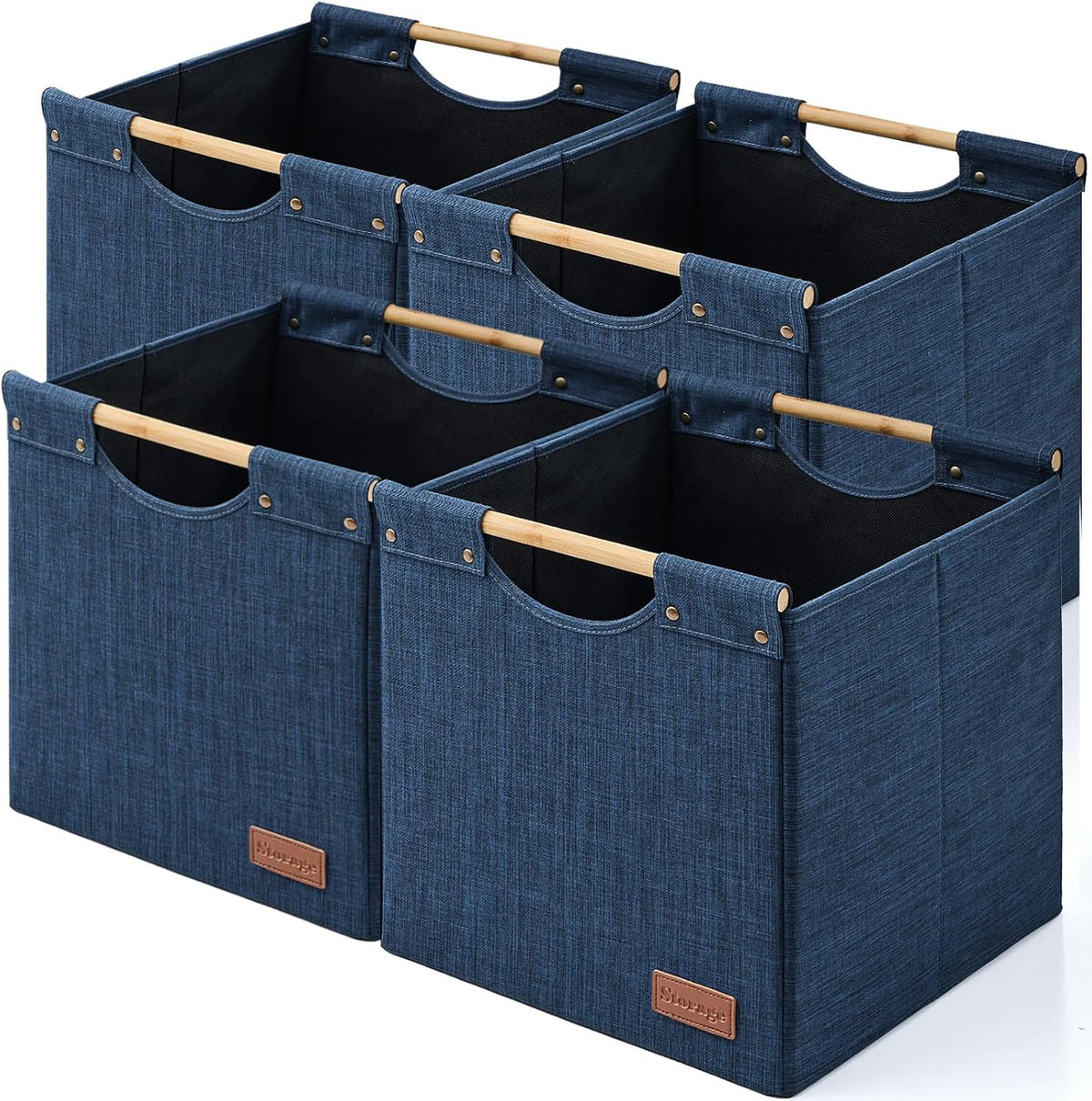 KAKAMAY Cube Storage Bin 13x15x13 Storage Cubes for Kallax 4-Pack Dark Blue