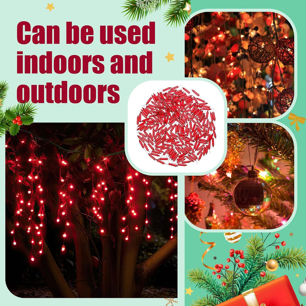Remagr 70 Pcs 3.5v Christmas Mini Light Bulbs Holiday Decor, Red