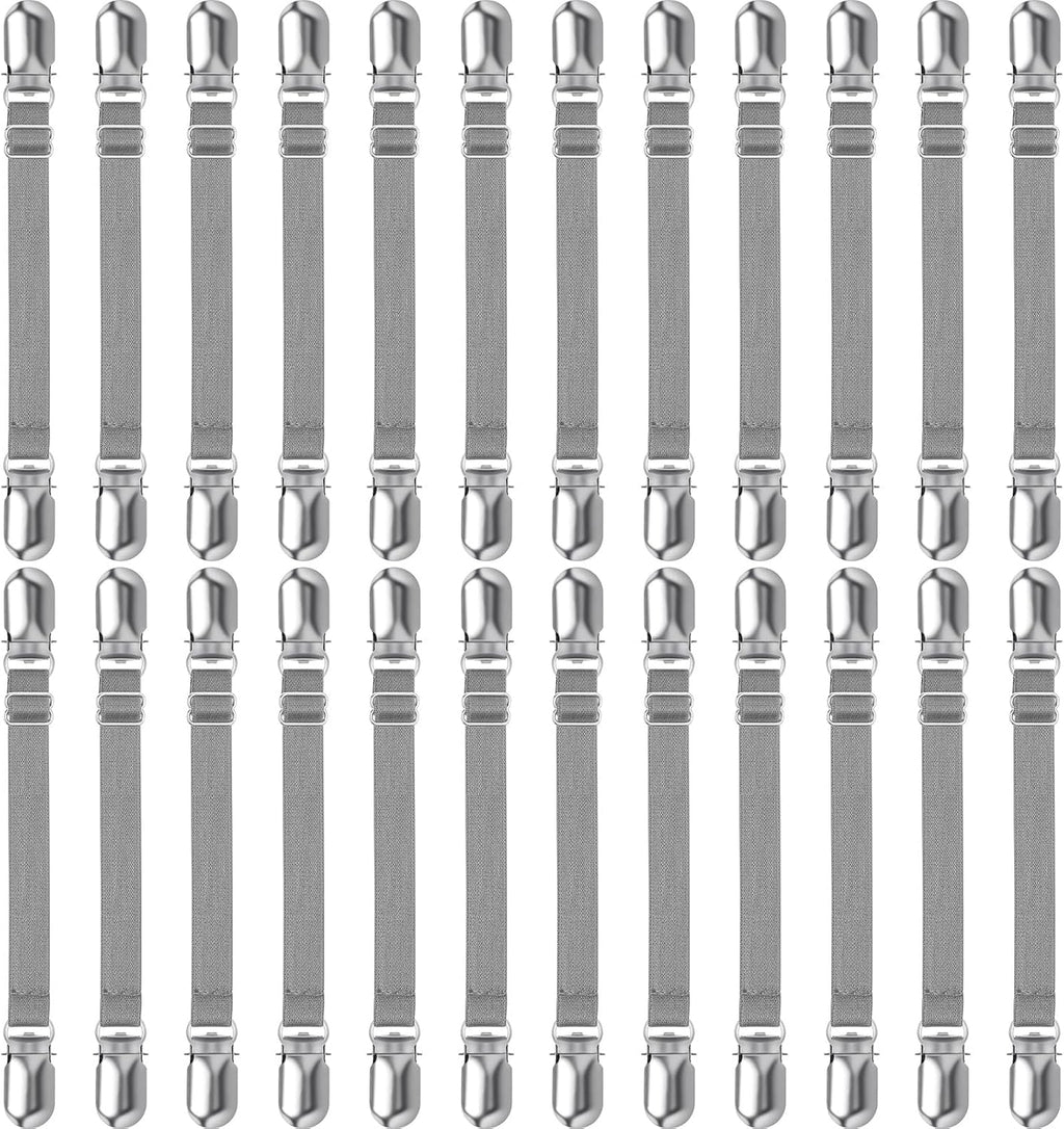 Boao 24 Pcs Bed Sheet Clips Straps Heavy Duty Adjustable Fasteners Elastic Fitted Bed Holder Mattress Corner Sheet Fasteners for Home Room Couch Supplies(Gray,4-8 Inch)