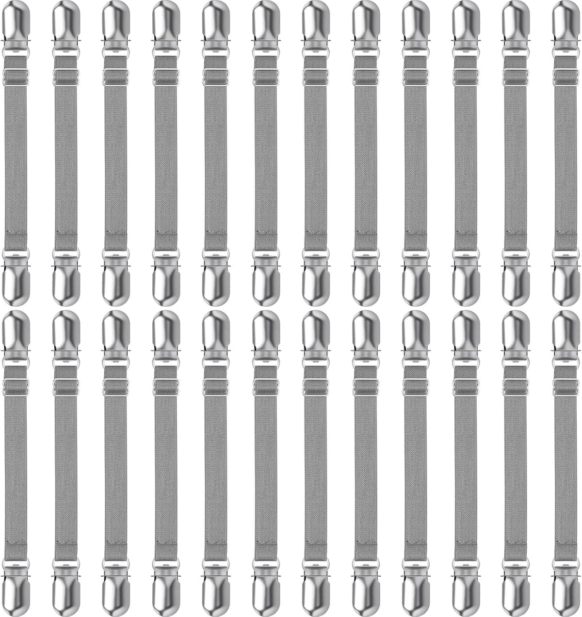 Boao 24 Pcs Bed Sheet Clips Straps Heavy Duty Adjustable Fasteners Elastic Fitted Bed Holder Mattress Corner Sheet Fasteners for Home Room Couch Supplies(Gray,4-8 Inch)