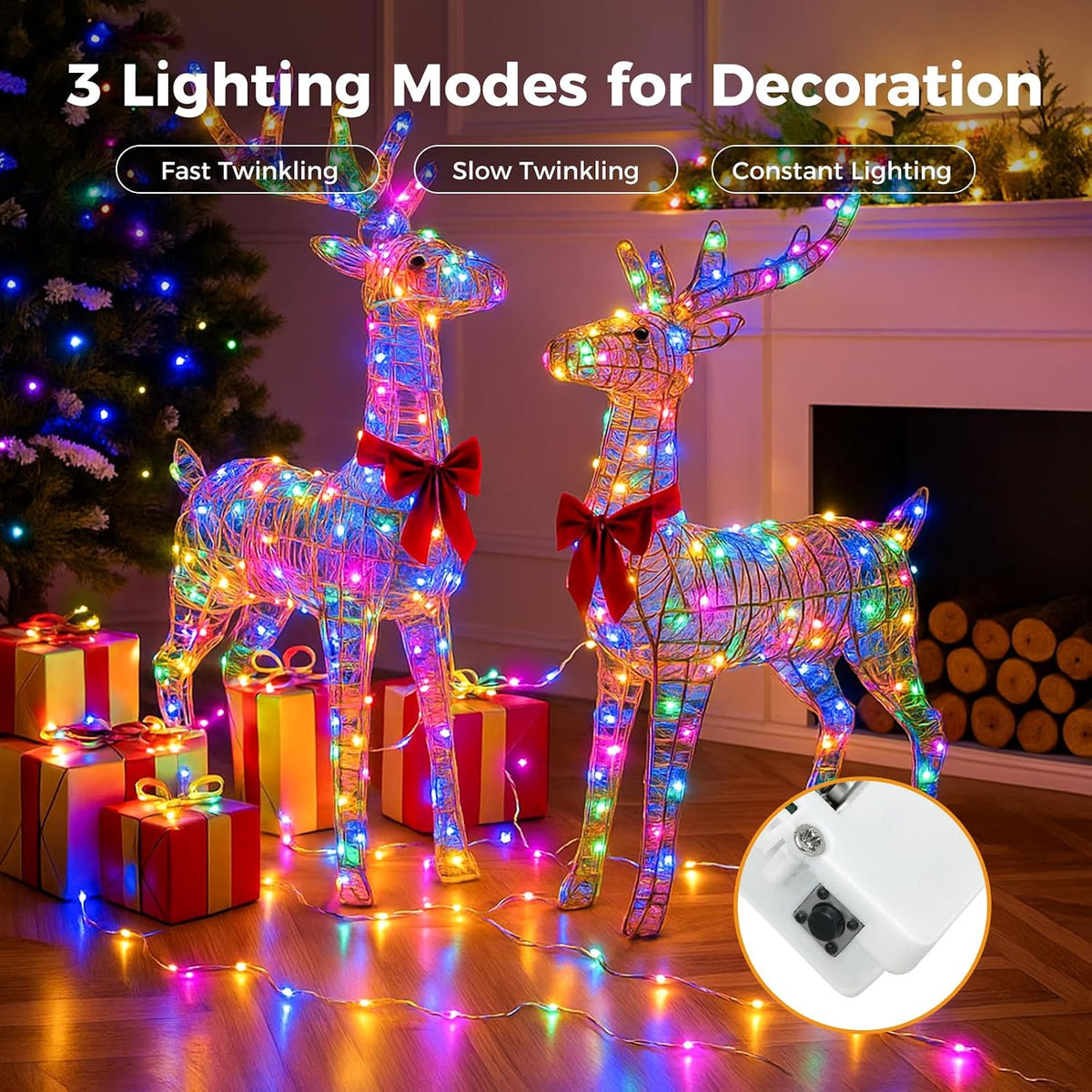 litogo 12 Pack 7FT 20 LED Fairy Lights Battery Operated, 3 Lighting Modes, Bulk Mini Twinkle String Lights Waterproof Silver Wire for Weddings Mason Jars Party Christmas Decorations-Multi-Colored