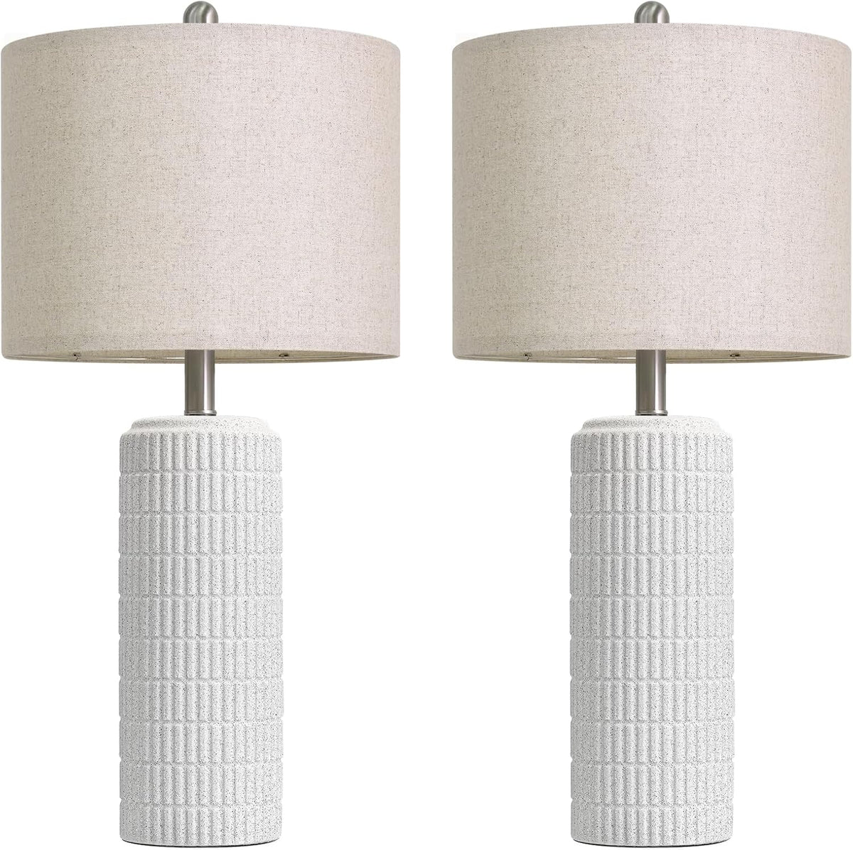 PoKat 27.5'' Tall Table Lamps for Living Room Set of 2, Stone-Like Ceramic Bedroom Lamps for Night Stands, Farmhouse Bedside Lamps for Bedroom Living Room, Nightstand Lamps for End Table, Hallway