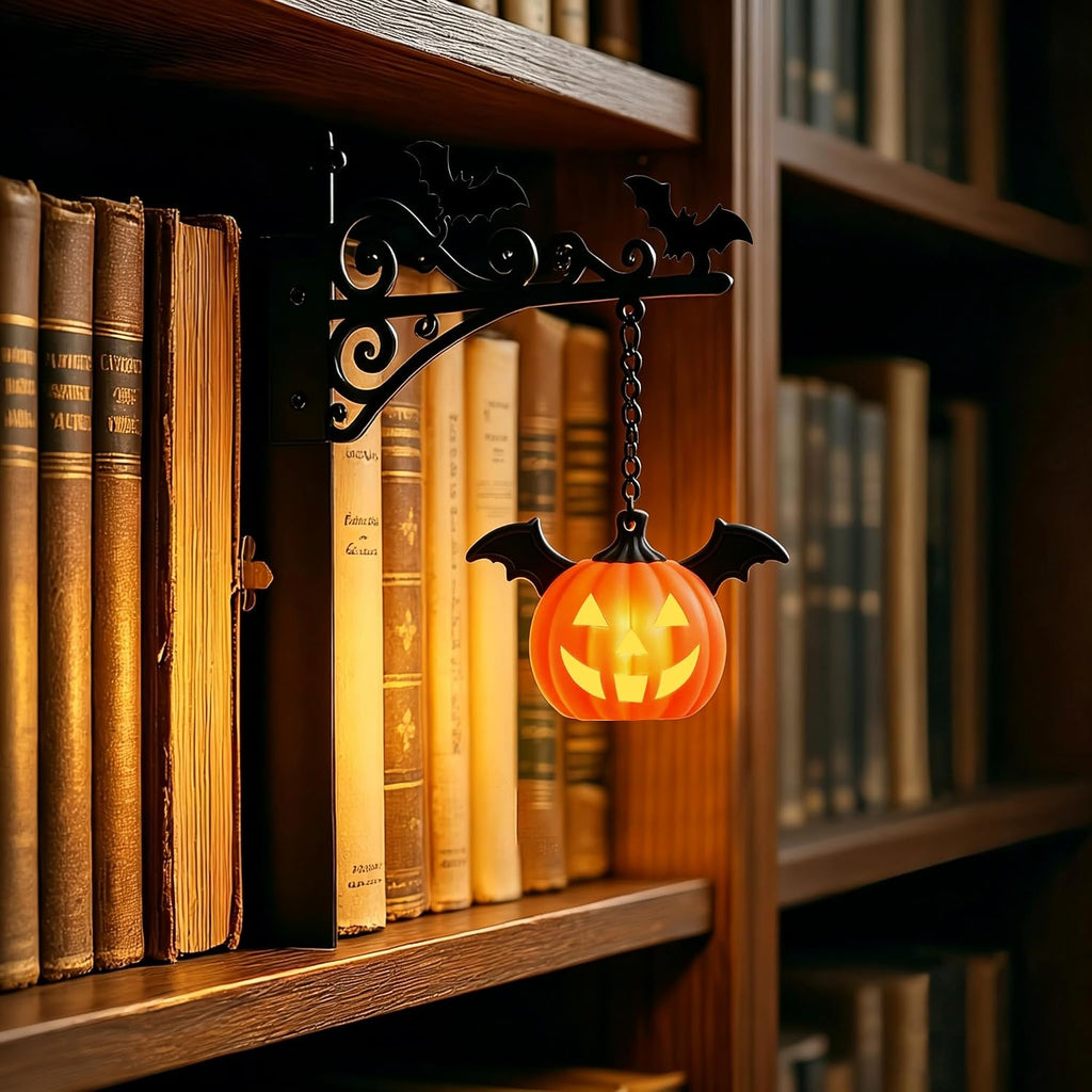 Halloween Lights Mini Lantern for Book Shelf,Pumpkin Hanging Lamp Book Ends
