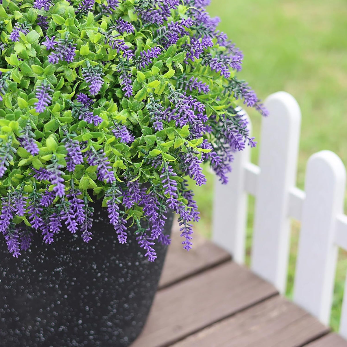 2 Set Artificial Boxwood＆Lavender Topiary Ball Tree for Front Porch(Purple)