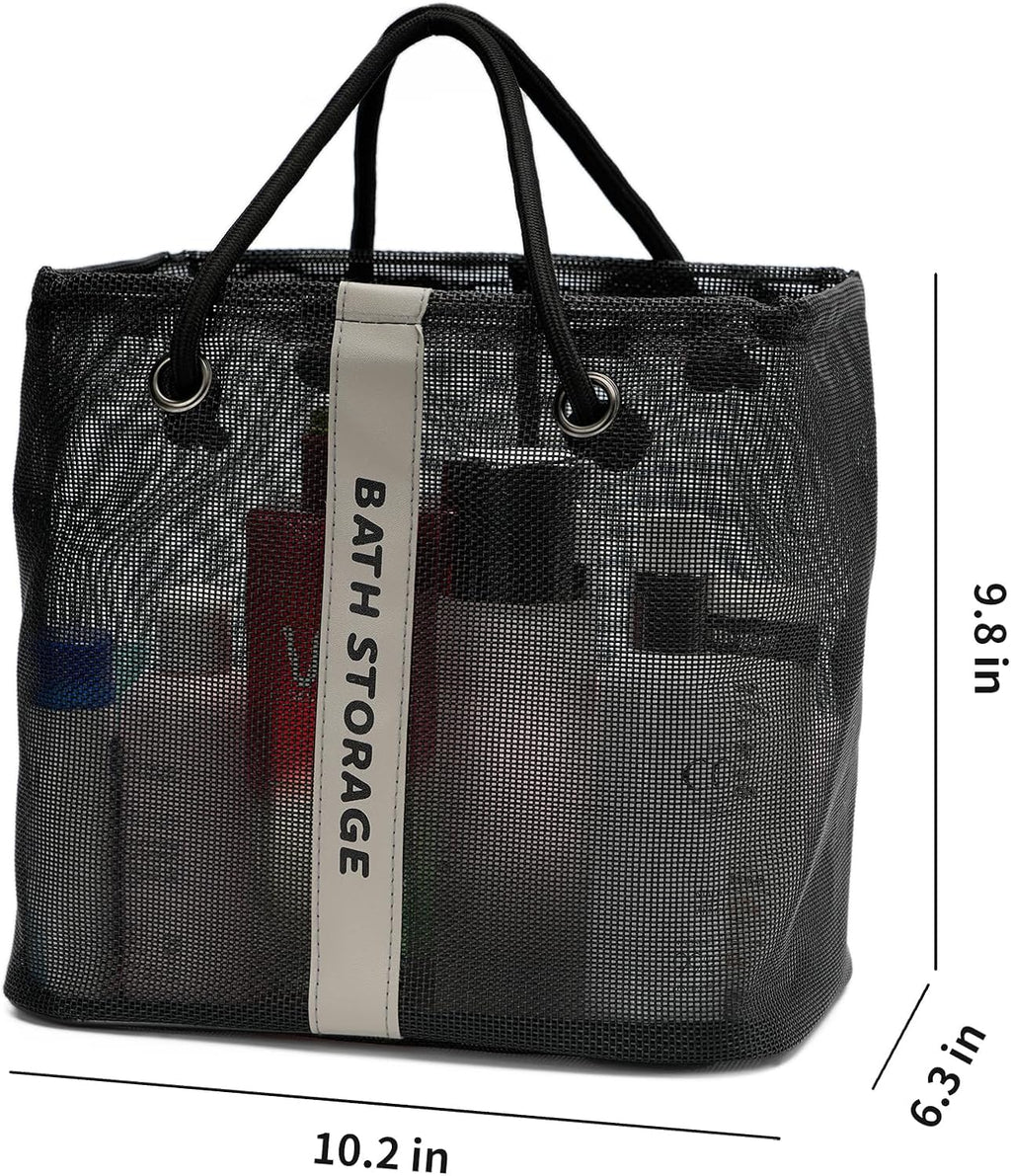 TOPASION Bath Storage Shower Caddy Organizer for Bathroom, College Dorm, Camp, Gym (Large Black)