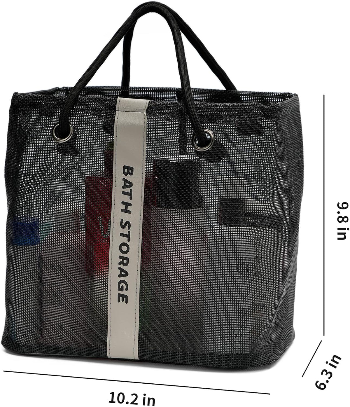 TOPASION Bath Storage Shower Caddy Organizer for Bathroom, College Dorm, Camp, Gym (Large Black)