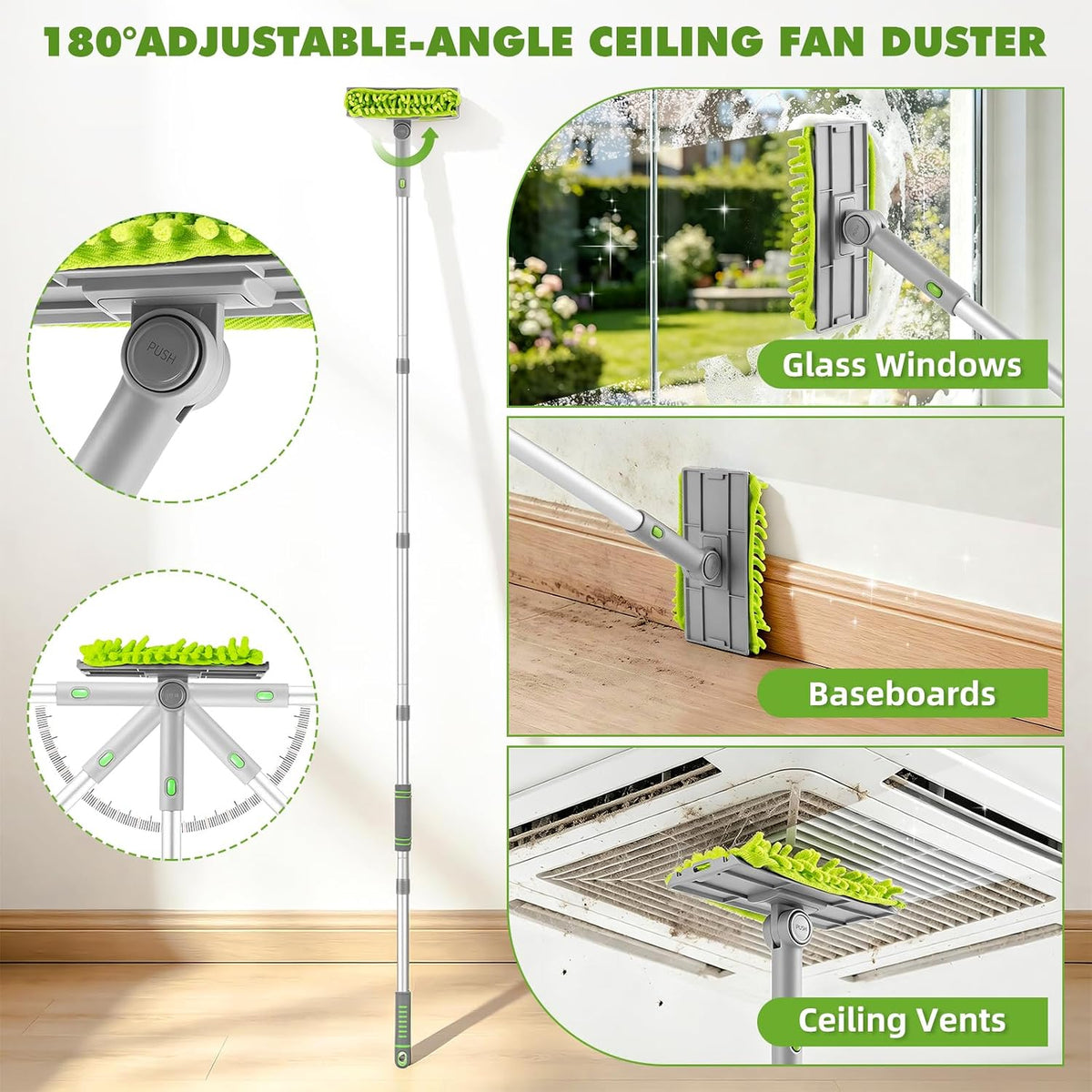 Ceiling Fan Cleaner Duster with 6 Ft/77'' Extendable Handle