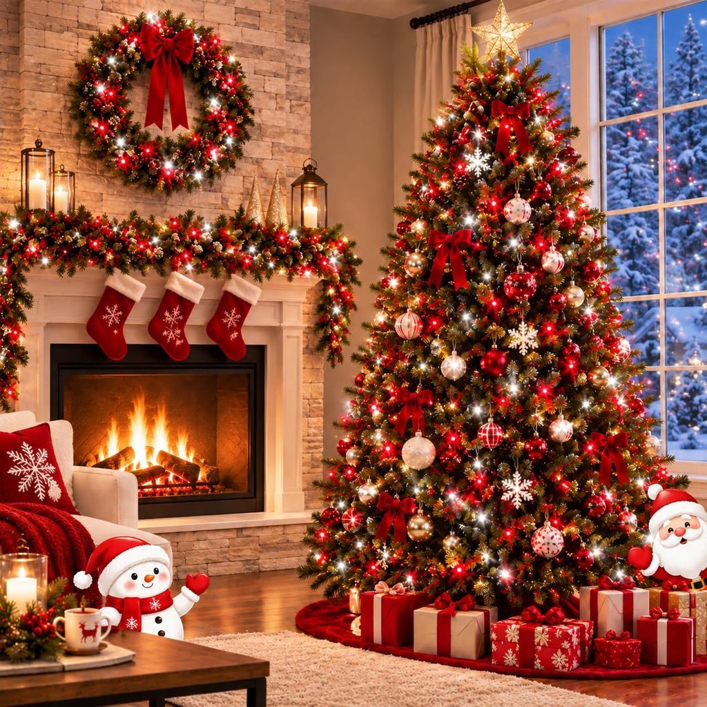 OZS Connectable 2-Pack 164Ft 400LED Christmas String Lights, Red & White