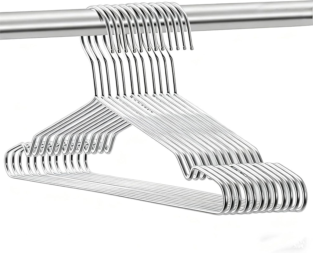 Seropy Coat Hangers Clothes 10 Pack Wire Hangers Heavy Duty Stainless Steel Hangers with Non Slip Grooves, 16.5 Inch Ultra Thin Metal Hangers Space Saving Clothing Hanger