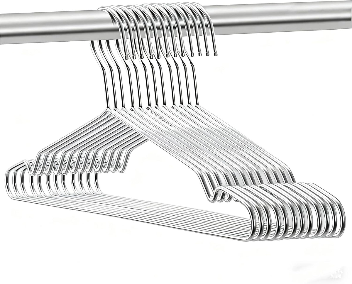 Seropy Coat Hangers Clothes 10 Pack Wire Hangers Heavy Duty Stainless Steel Hangers with Non Slip Grooves, 16.5 Inch Ultra Thin Metal Hangers Space Saving Clothing Hanger