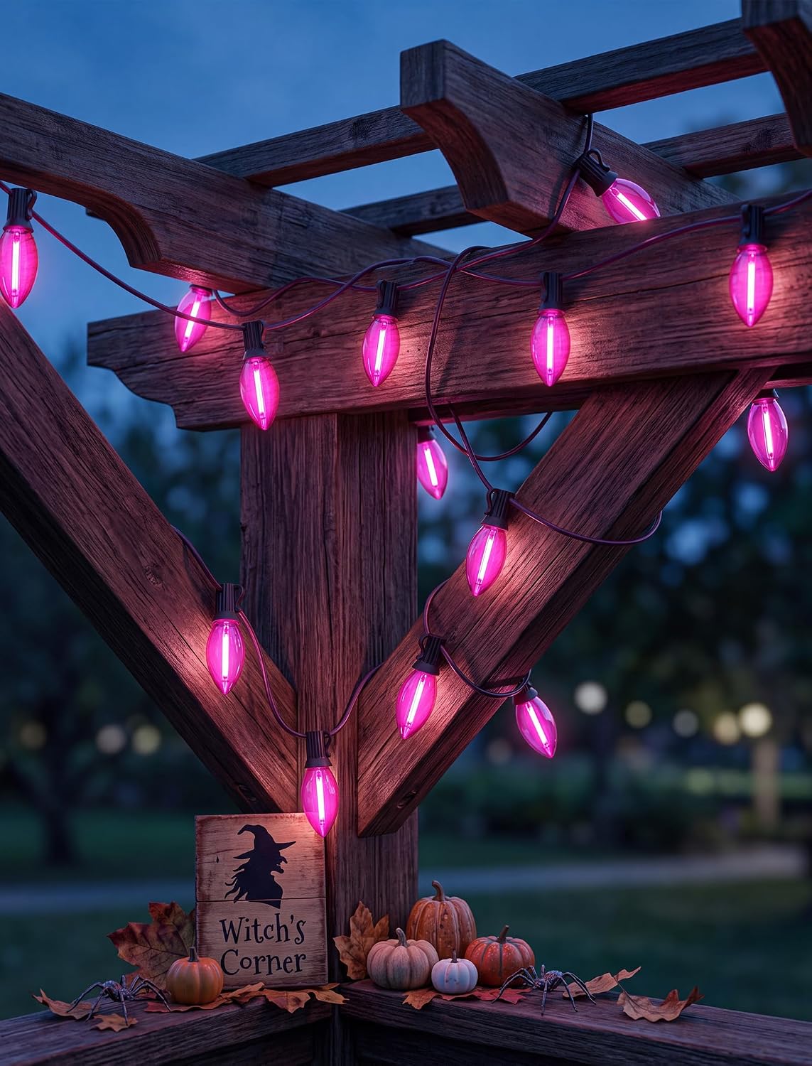 C9 LED Clear Purple Replacement Light Bulbs for Halloween Decorations, 120V