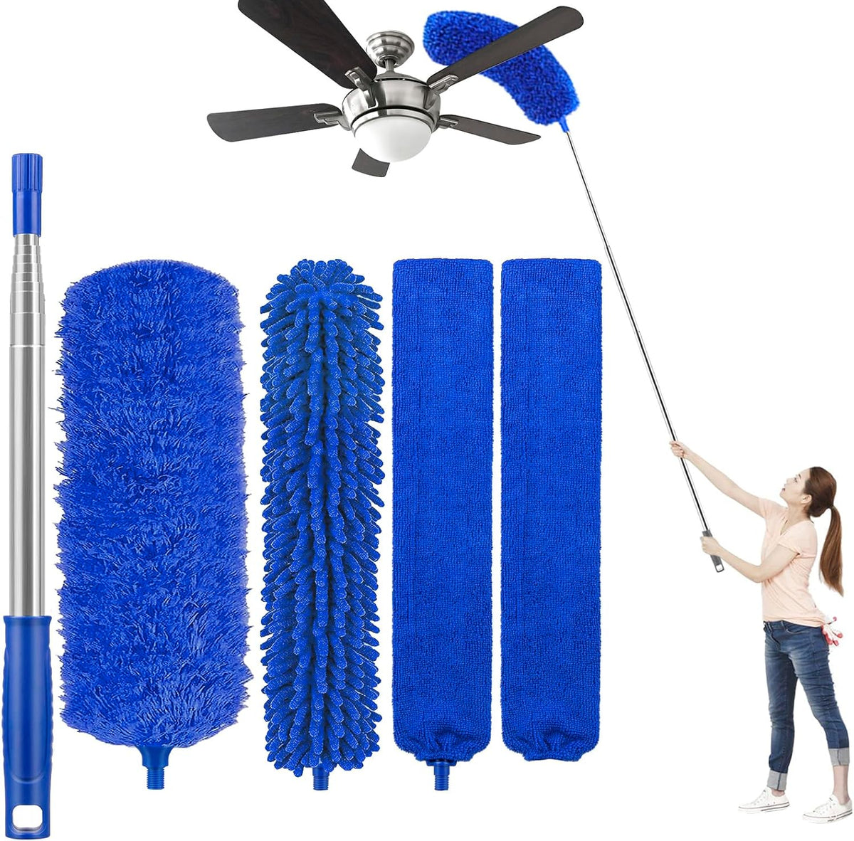 UIMO Microfiber Feather Duster 5-in-1 Kit for Dusting and Cleaning