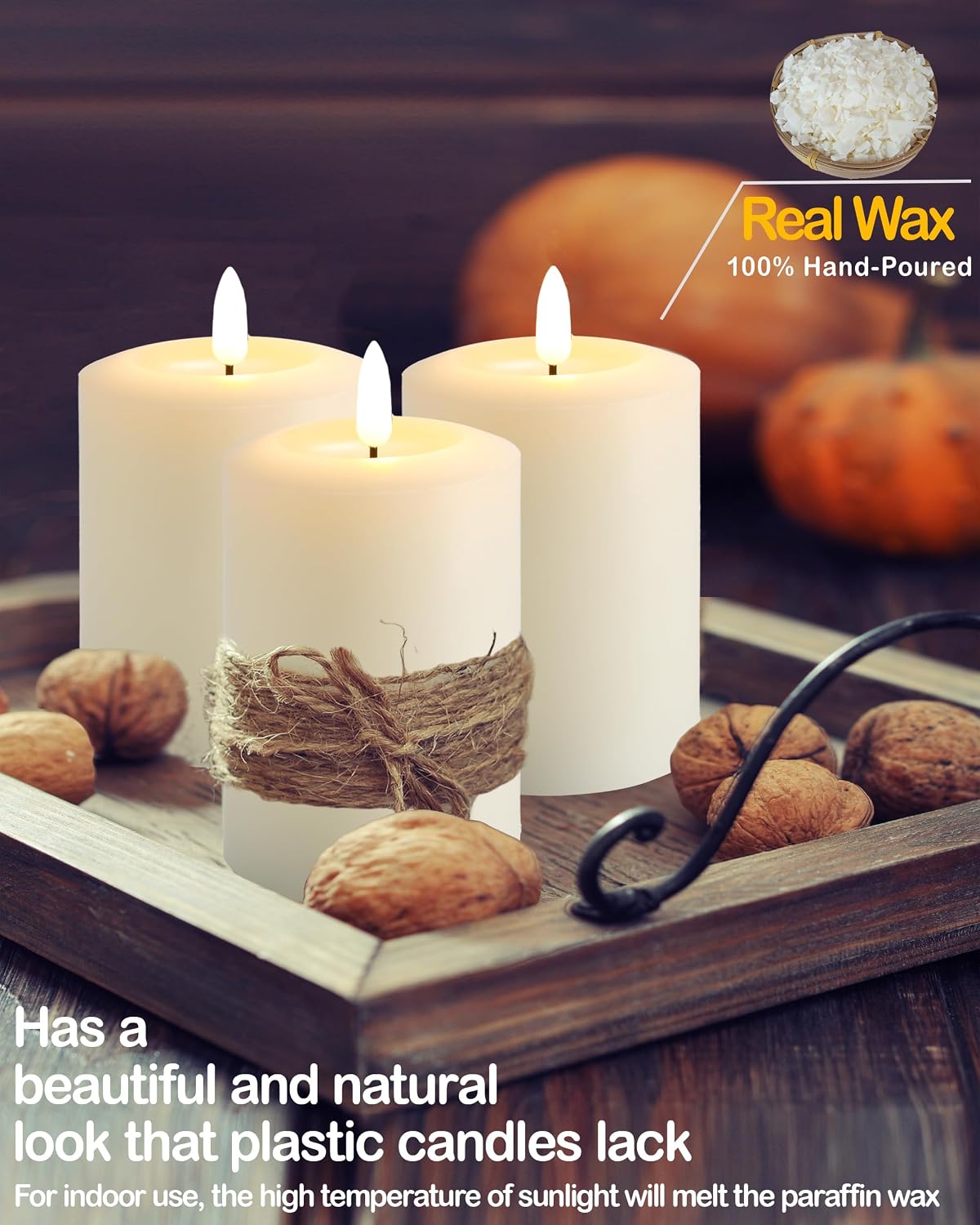 Gmnee 3"x4" Flickering Flameless Candles with Remote Timer, LED Candles