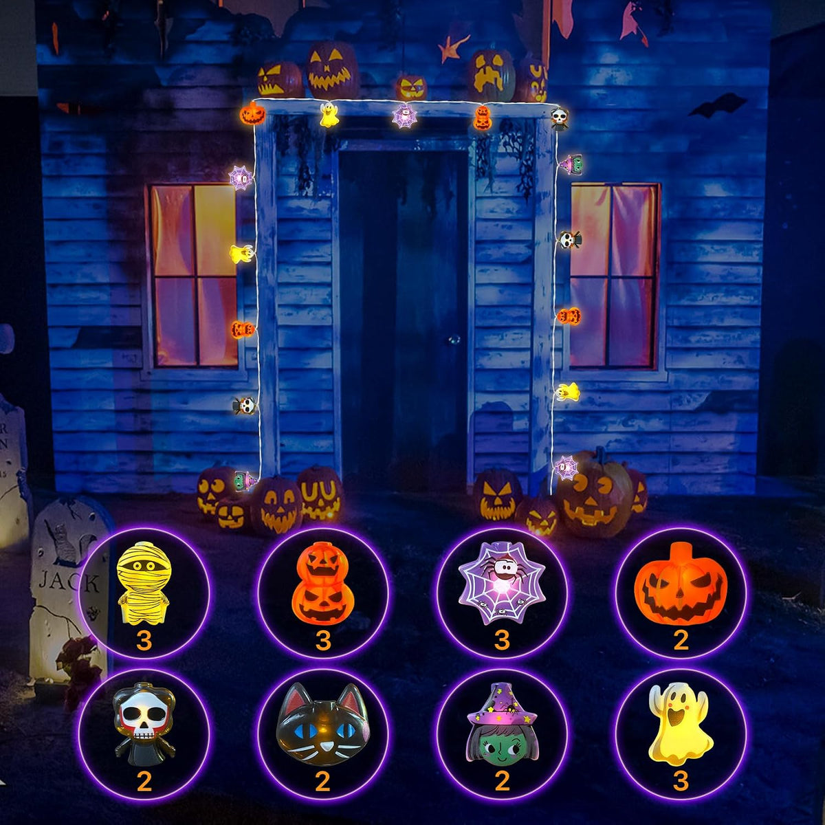 Halloween LED String Lights, 10Ft 20 LED Battery Powered