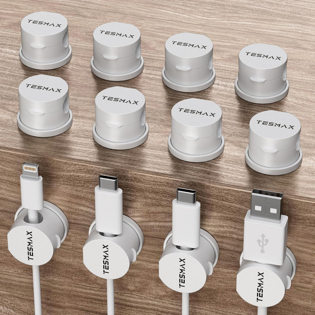 12Pack Magnetic Cord Holder 360° Rotating, 1s Lock Adhesive Desk Organizers