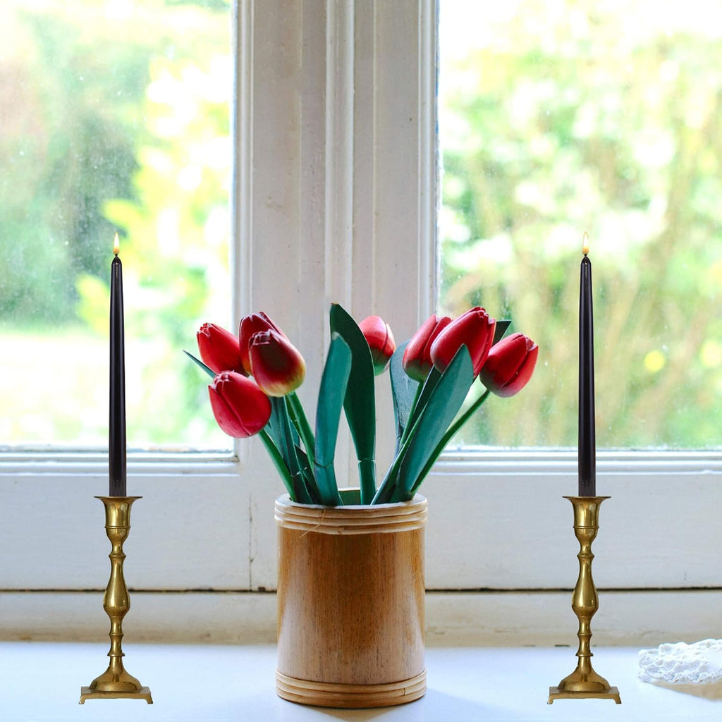 Taper Candles | Tapered Candlesticks - dripless 10 Inch Unscented | Black | 4 Pack