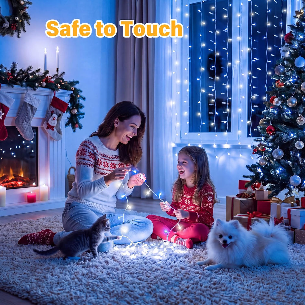 Ollny 100 LED Christmas Lights 33FT, Blue & White Connectable Fairy Lights