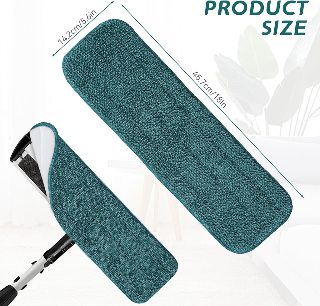 Replacement Mop Pads Fit for Rubbermaid Commercial 18" and 17" Mop - 10 Pack Wet & Dry Commercial Cleaning Reusable Refills Fit for Any Microfiber Flat System 18" and 17" - Green