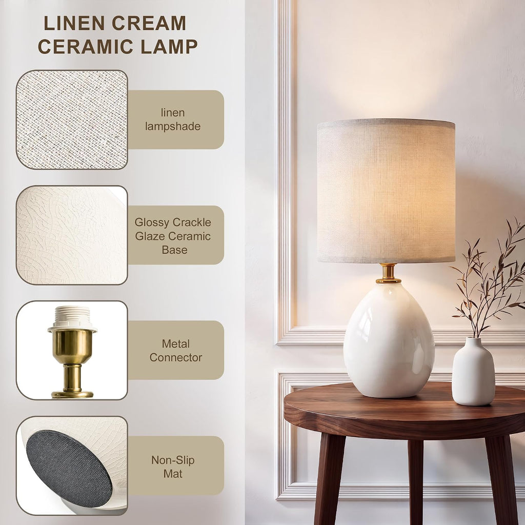 Dawnwake 17.7" Ceramic Table Lamps Set of 2 for Living Room Bedroom, White