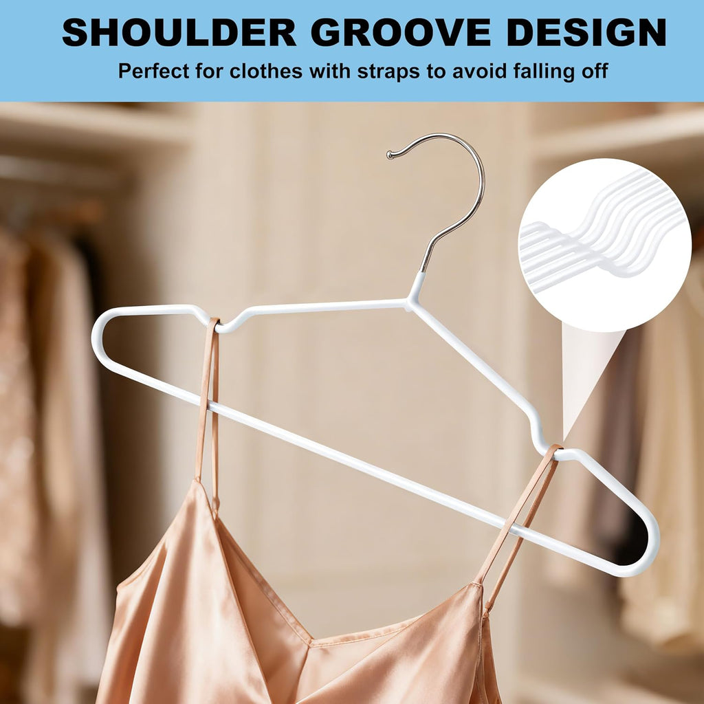 Quality Non-Slip Metal Hangers 50 Pack - Slim Space Saving for Closet