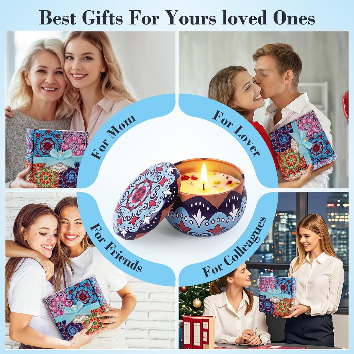 4 Pack Scented Candles Gift Set for Women, Natural Soy Wax for Home Scented