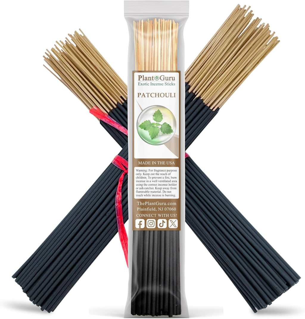 Patchouli Incense Sticks 11" - 1 Bundle 85 to 100 Sticks - Smooth and Clean Long Burn Time, 45 to 60 Minutes.
